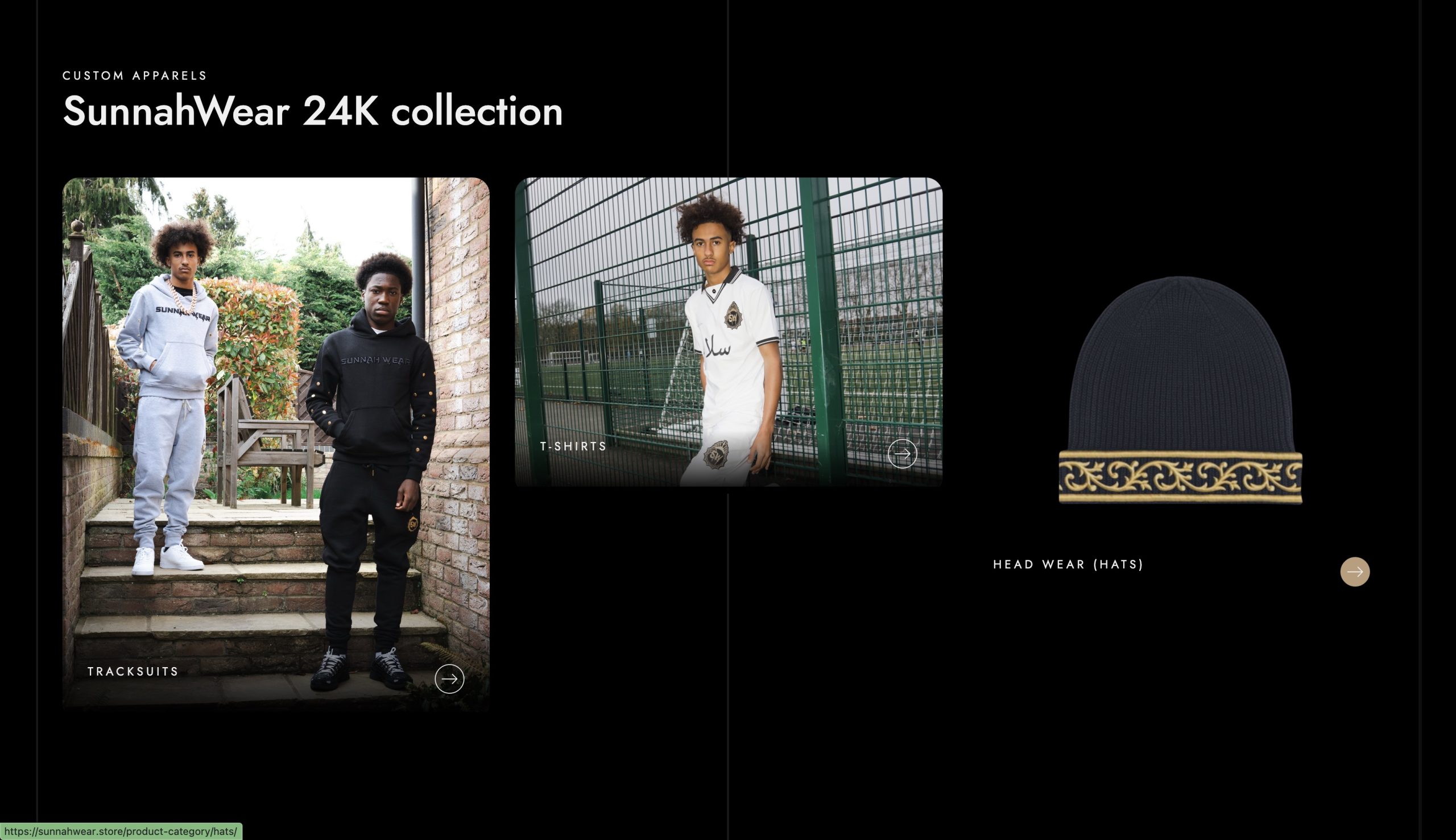 Sunnah Wear clothing collection showing logo applications
