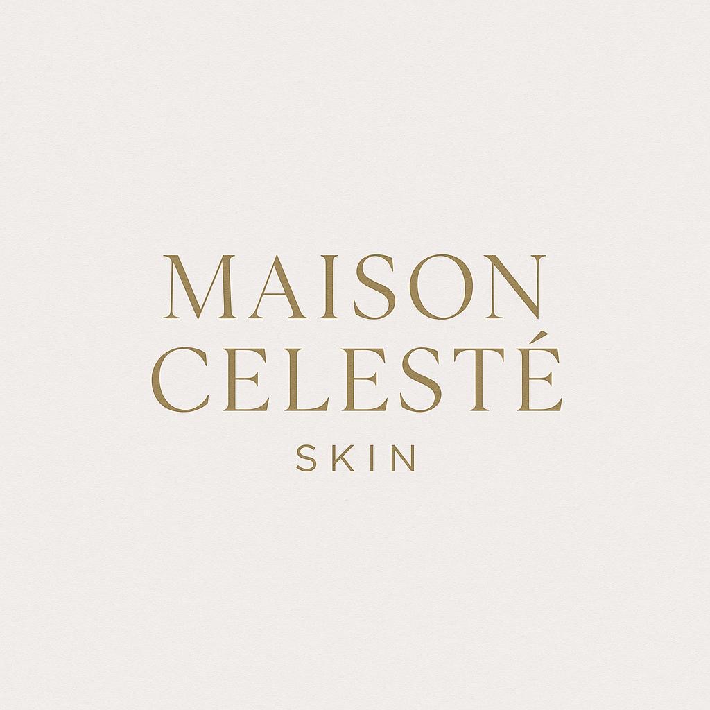 Maison Celeste Skin — Gold wordmark on a softly textured background