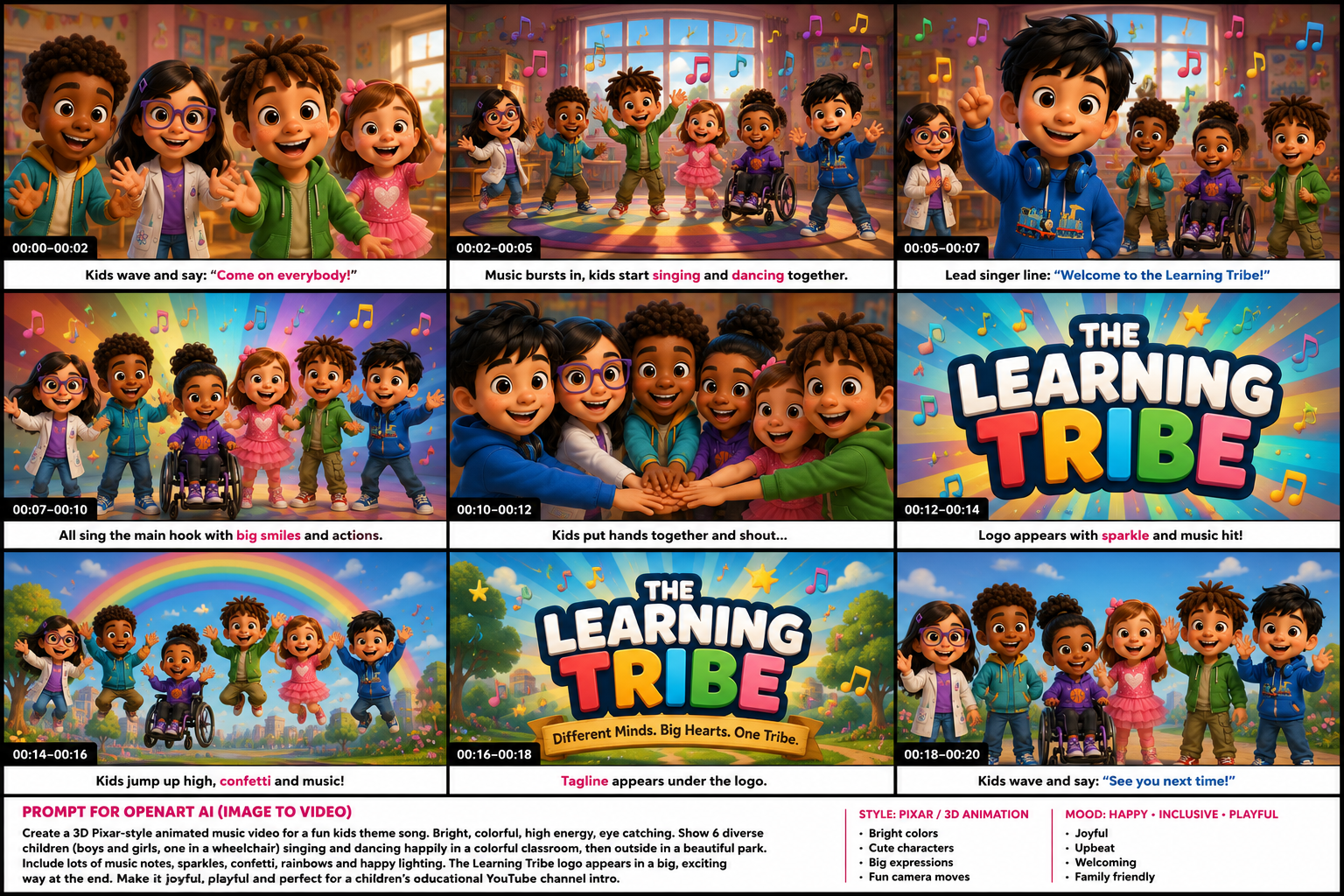 The Learning Tribe — Intro storyboard and sequence planning