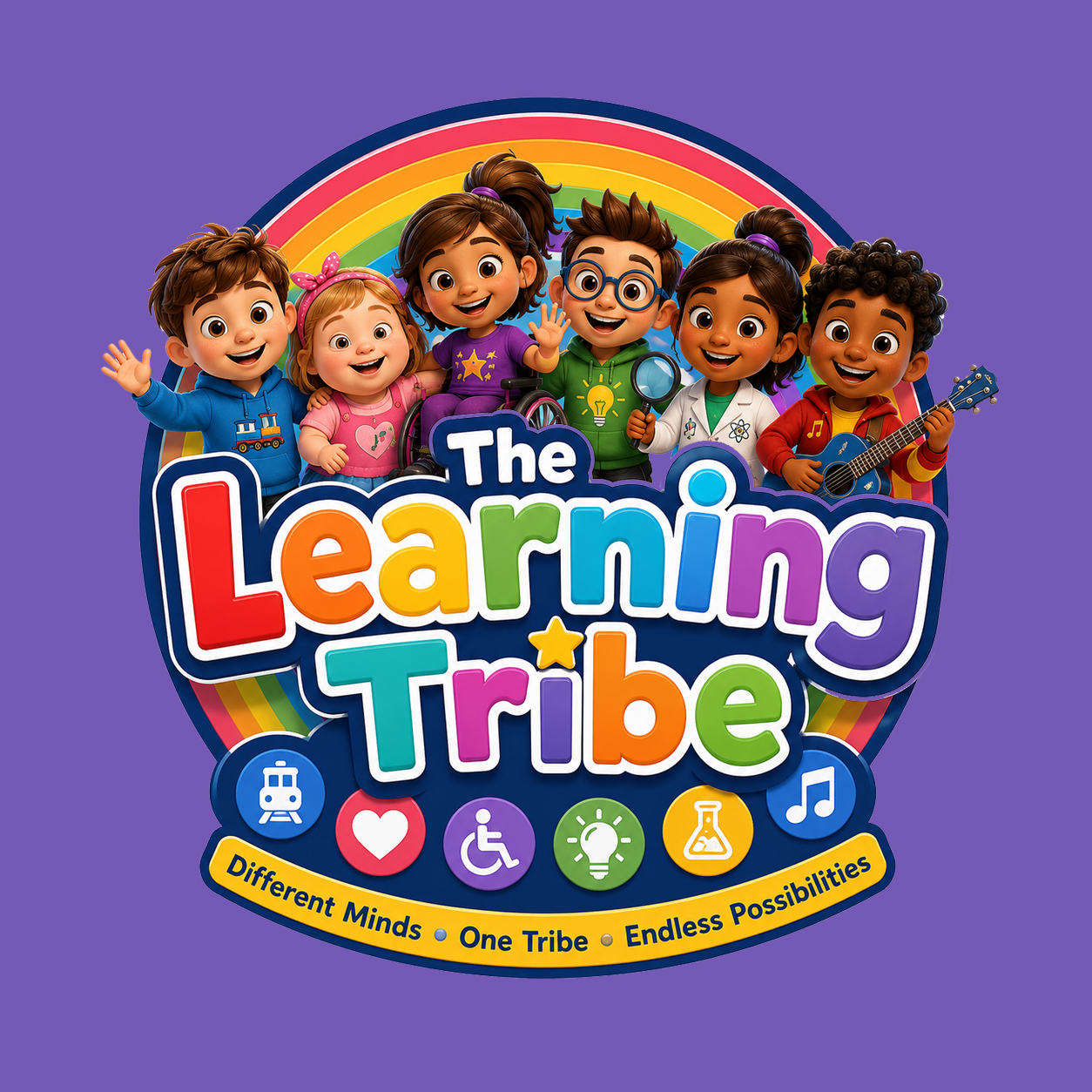 The Learning Tribe — Logo presentation on purple